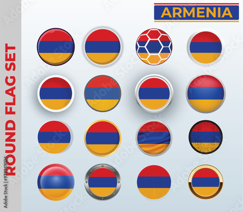 Free Download Armenia round flag Set with 16 Different Styles - GFXLoad