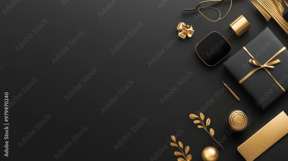 Obraz premium A stylish black post with elegant gold accents, minimalist fonts, and clean design elements, perfect for luxury brand promotions.