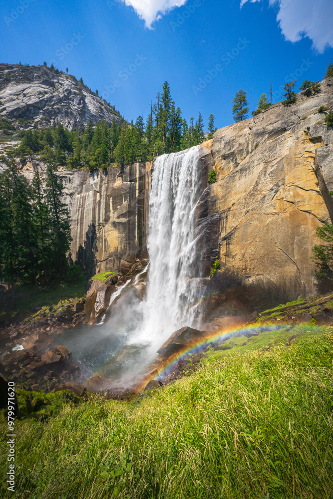 waterfall at the mist trail in yosemite national park, california
