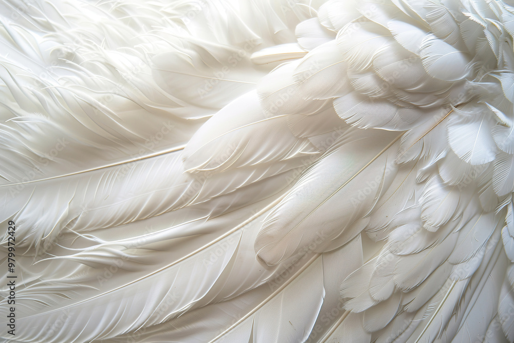 A large number of white feathers scattered across a white background, generative ai image., A large number of white feathers scattered across a white background, generative ai image.,