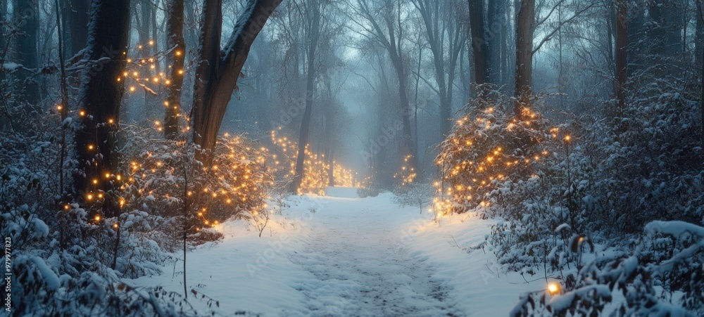 Fototapeta premium A tranquil, snowy forest path