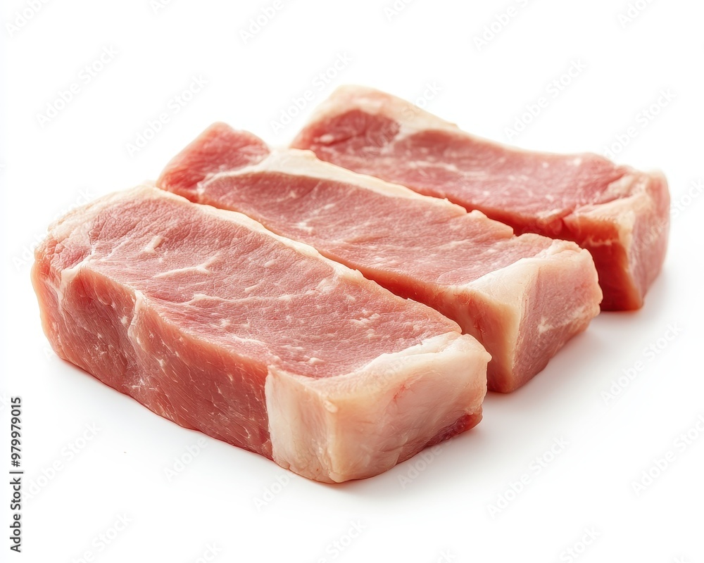High resolution image of fresh pork on white background High resolution image of fresh pork on white background