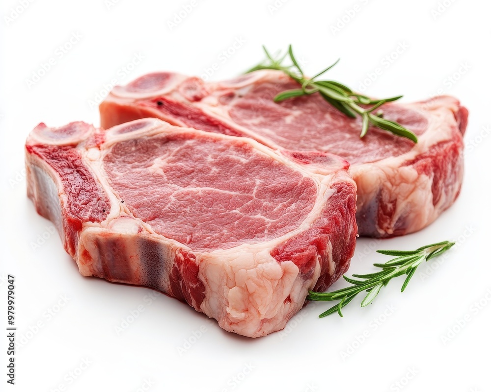 High resolution image of isolated raw pork shoulder steaks on white background High resolution image of isolated raw pork shoulder steaks on white background