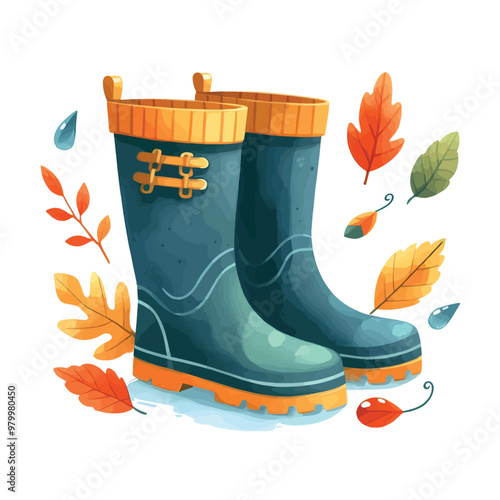 rubber boots. rubber boots watercolor illustration