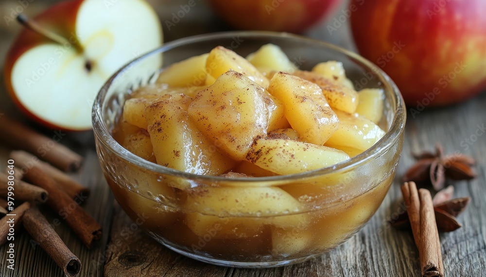 Italian recipe for cinnamon caramelized apples with necessary ingredients Italian recipe for cinnamon caramelized apples with necessary ingredients