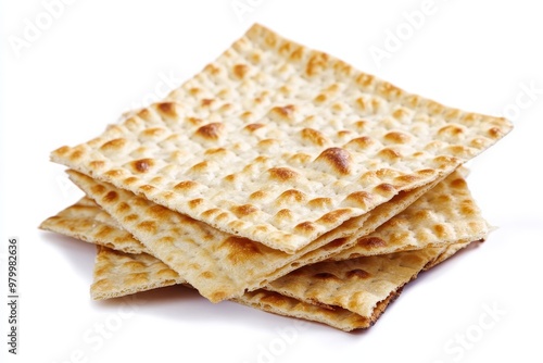 Matzah on white background Unleavened bread