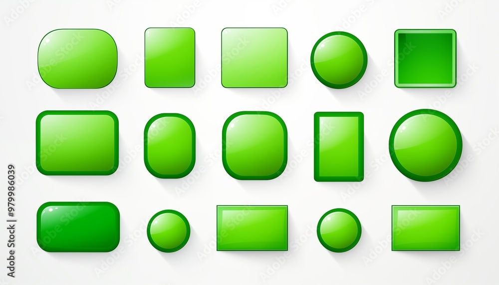 buttons for web, green square circle buttons for web, green square circle