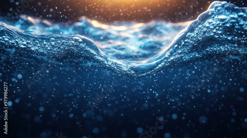 Abstract of blue wavy water background texture