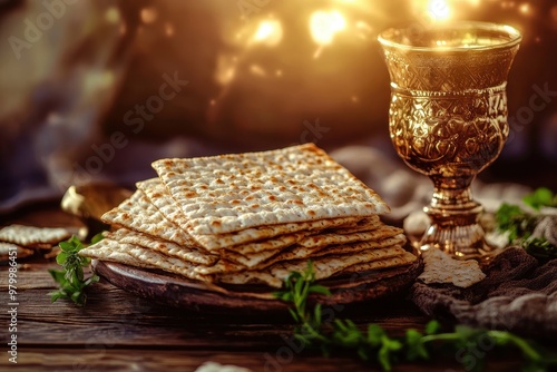 Passover celebration with matzah concept photo