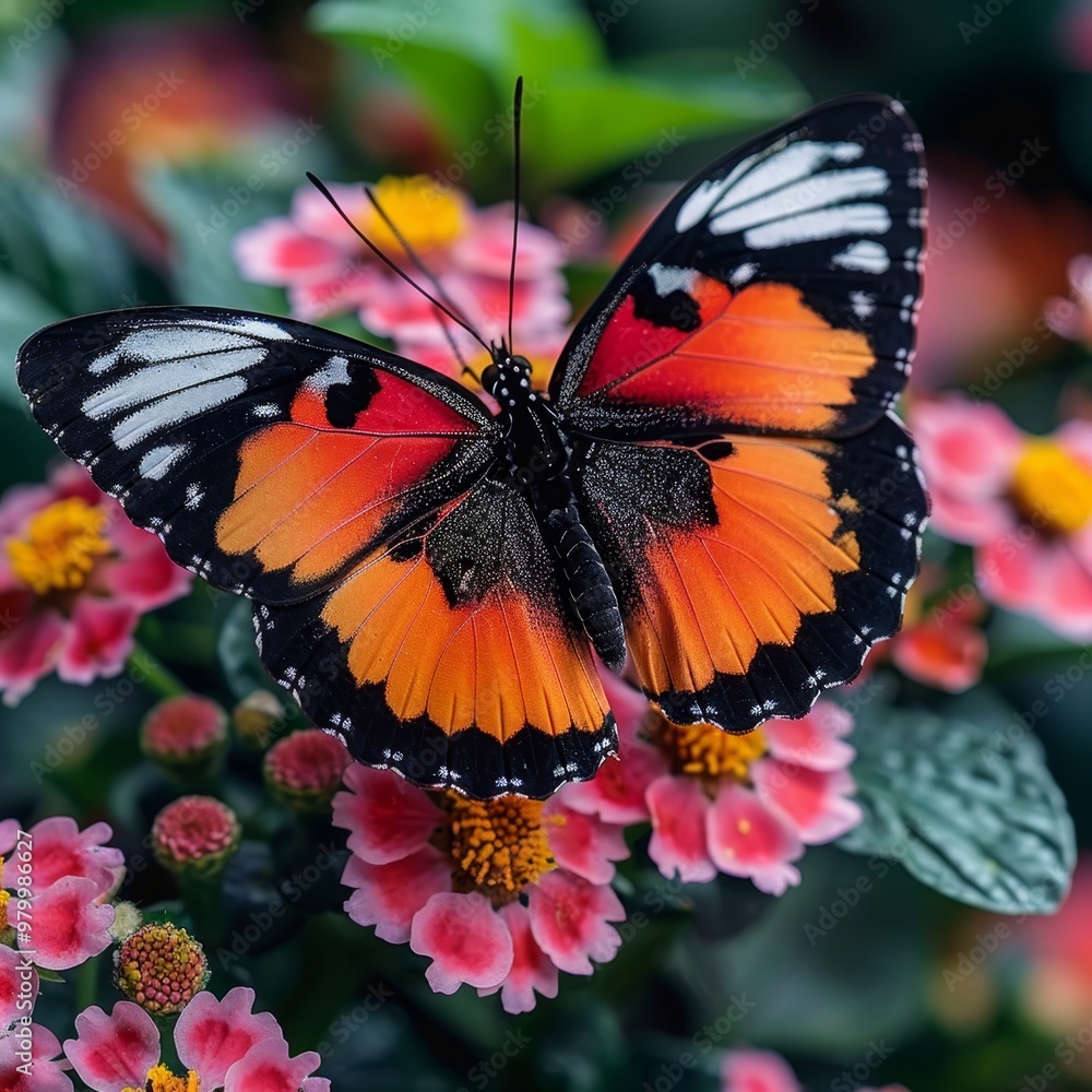 Uncommon butterflies with unique wings gracefully hovering above vibrant blossoms Uncommon butterflies with unique wings gracefully hovering above vibrant blossoms