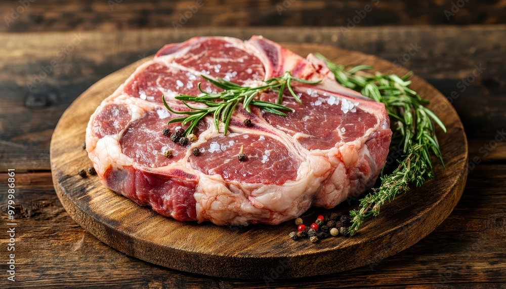 Osso Buco style veal shank with seasonings on rustic background Osso Buco style veal shank with seasonings on rustic background