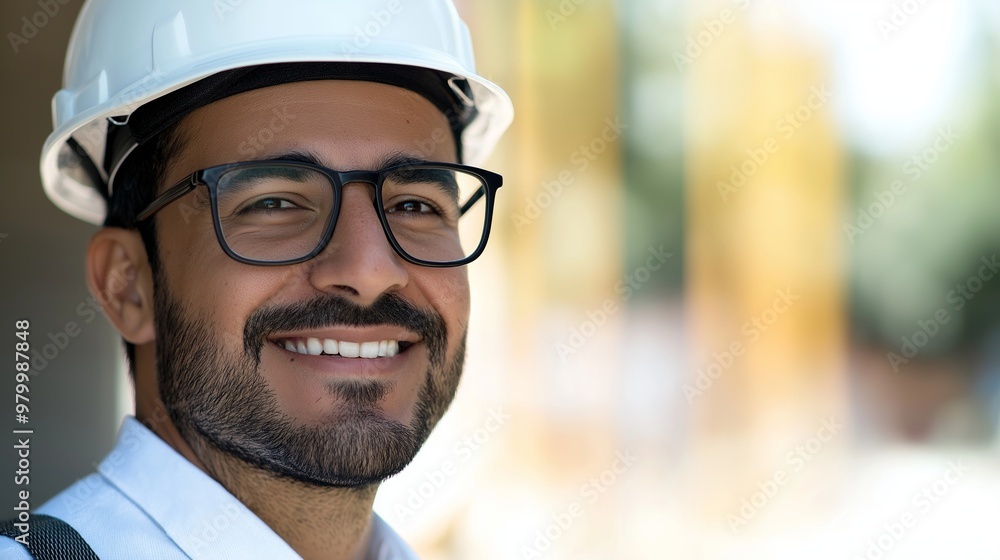 Proud engineer at construction site, exuding confidence and positivity, smiling in success and professionalism Proud engineer at construction site, exuding confidence and positivity, smiling in success and professionalism