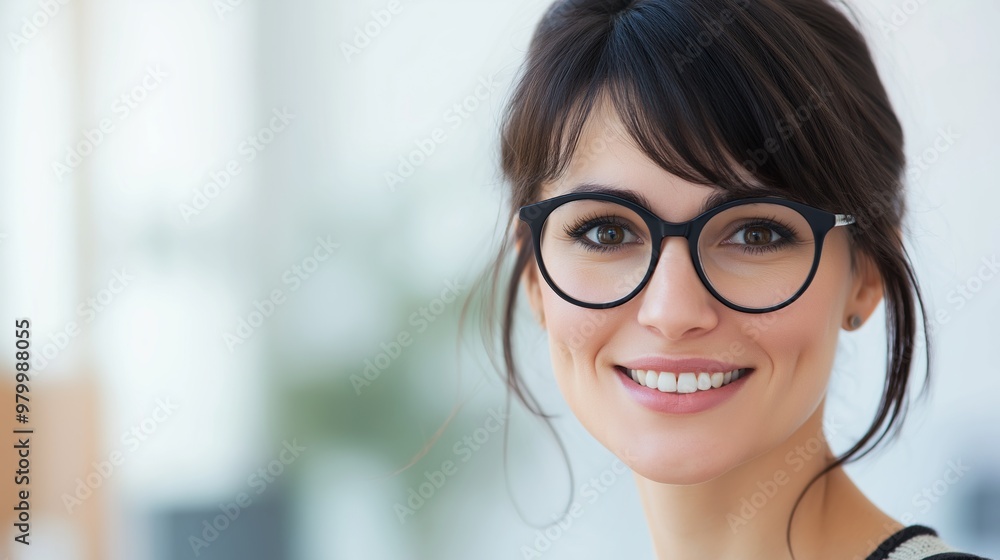 Confident young businesswoman in stylish office, smiling and radiating success. Bright, modern setting complements her professional appearance Confident young businesswoman in stylish office, smiling and radiating success. Bright, modern setting complements her professional appearance