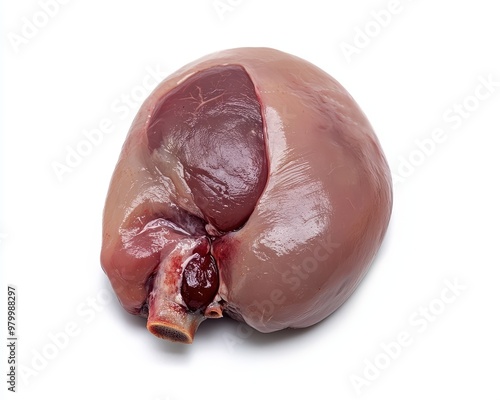 Pork kidney on white background photo