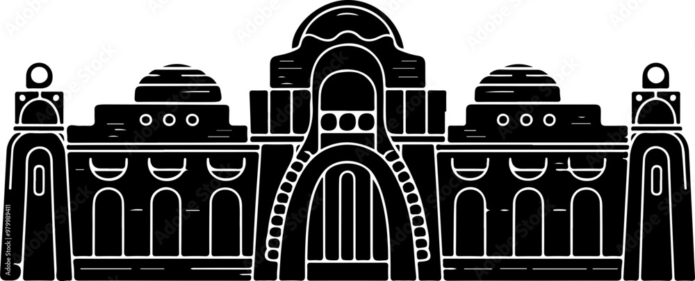 Obraz premium Elegant Vector Illustration of a Historic Building