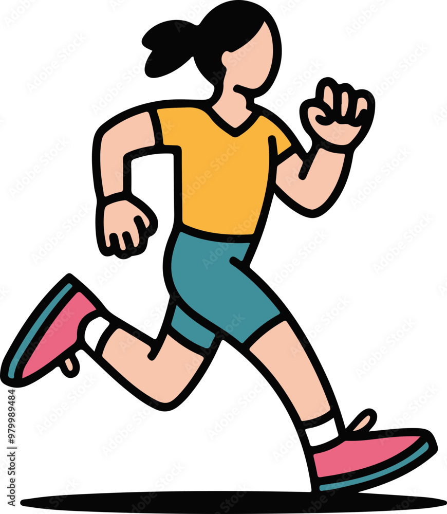 Vector Illustration of a Running Woman in Sport Outfit Vector Illustration of a Running Woman in Sport Outfit