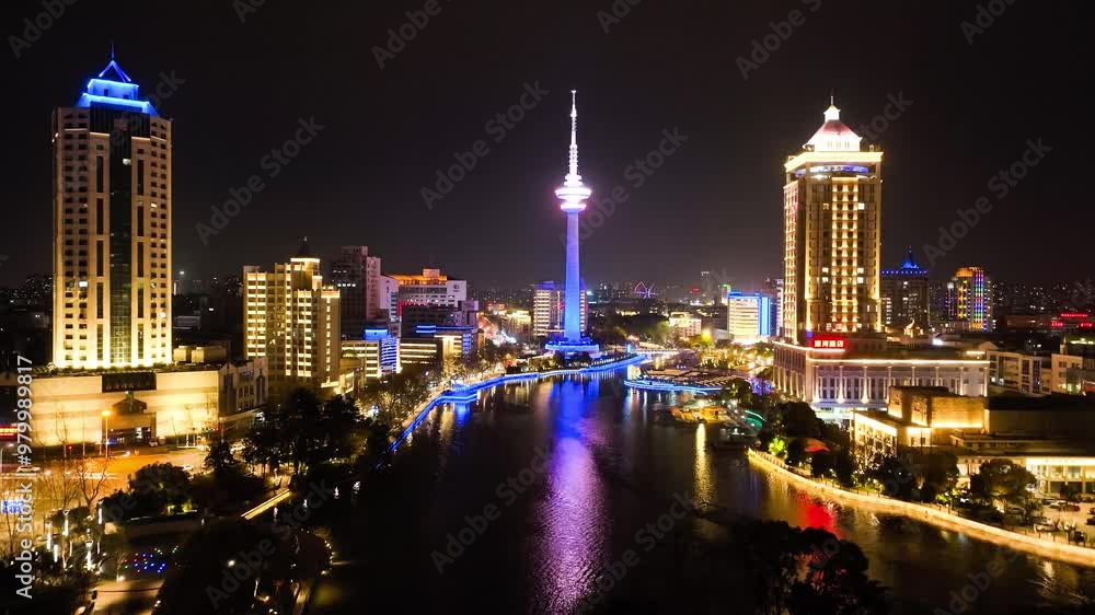 4K aerial photography of Nantong TV Tower, a landmark in Nantong 4K aerial photography of Nantong TV Tower, a landmark in Nantong
