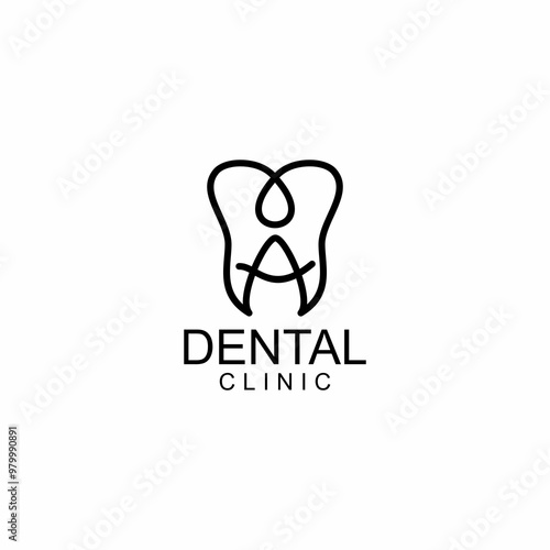 LINE ART TOOTH LOGO DESIGN