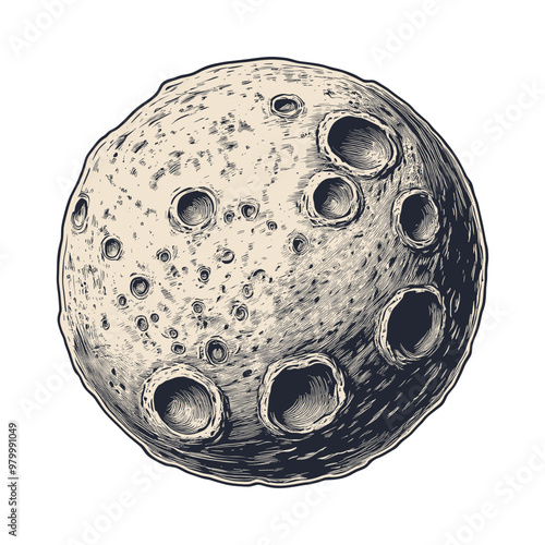 Detailed Lunar Surface Illustration