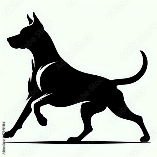 A black and white dog silhouette illustration with a pet theme including  photo