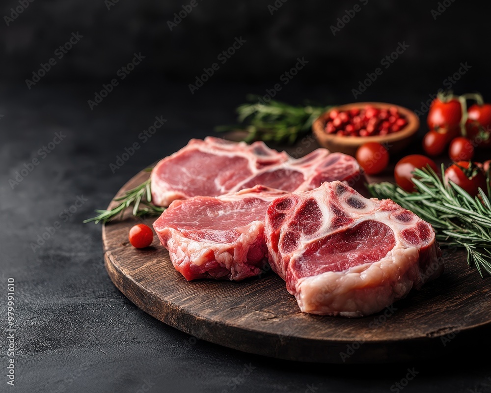 Shooting catalog with meat images pork beef chicken Text space on background Shooting catalog with meat images pork beef chicken Text space on background