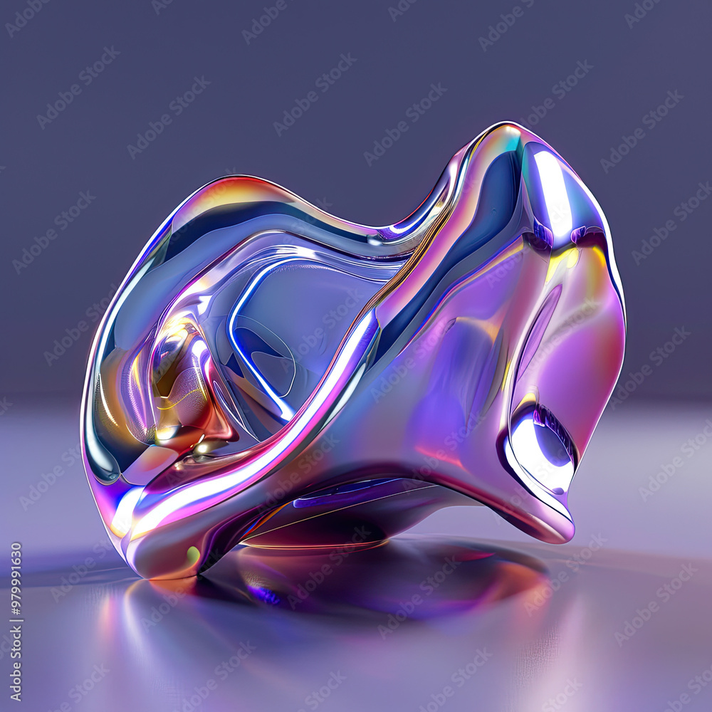Holographic fluid abstract twisted 3D shape for your trendy design ...