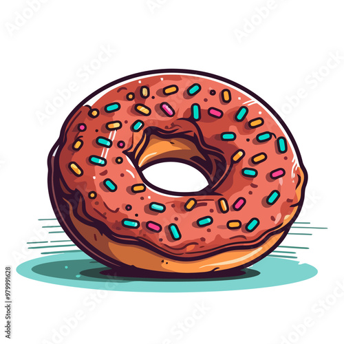 Colorful donut isolated on white background. Cute image of chocolate donut. Vector illustration