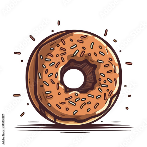 Colorful donut isolated on white background. Cute image of chocolate donut. Vector illustration