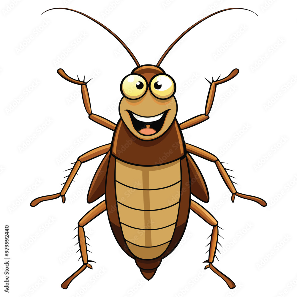 Cartoon funny cockroach on white background Cartoon funny cockroach on white background