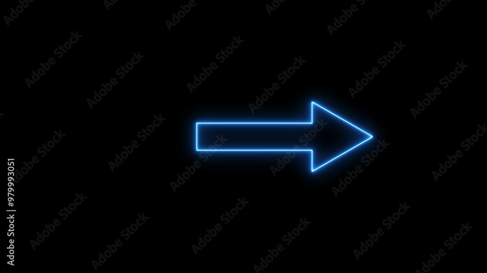 Abstract directional neon arrow icon animation. Abstract directional neon arrow icon animation.