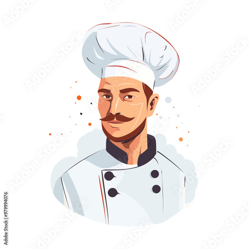 Chef logo design. Abstract drawing chef, cook or baker logo icon. Cute vector illustration