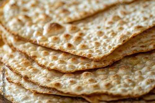 Traditional Passover bread symbol of Pesach celebration close up