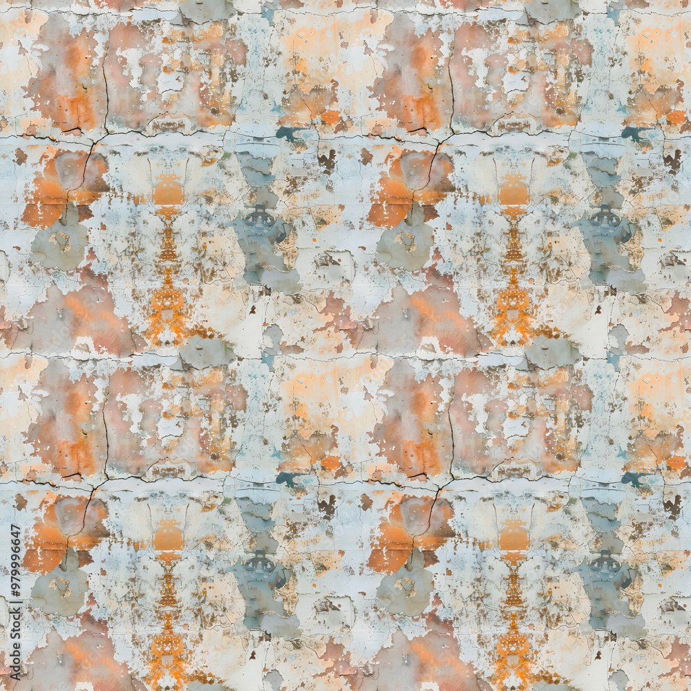 Artistic seamless pattern of cracked paint on weathered wall. Artistic seamless pattern of cracked paint on weathered wall.