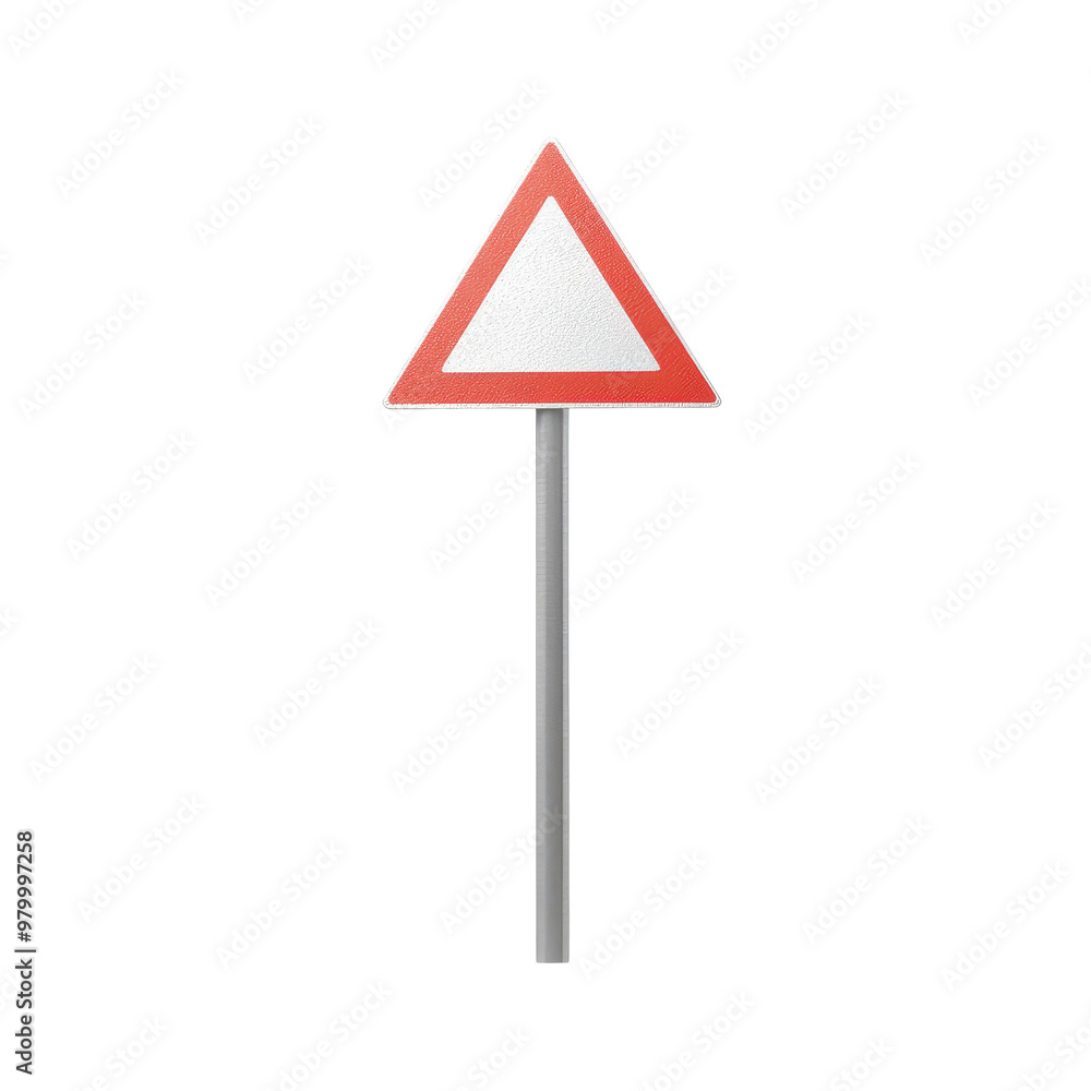 A caution traffic sign featuring a red triangle with a white center, indicating potential hazards ahead for drivers., isolated on a transparent background. A caution traffic sign featuring a red triangle with a white center, indicating potential hazards ahead for drivers., isolated on a transparent background.