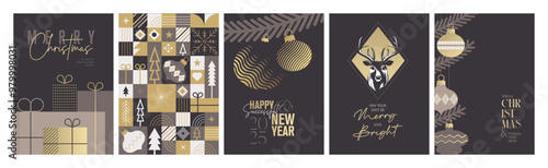 Christmas and New Year Greeting Cards. Vector illustration concepts for background, greeting card, party invitation card, website banner, social media banner, marketing material.