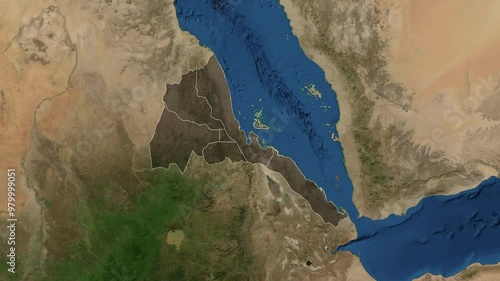 Zoom from Earth to Eritrea. (with Provinces) World map animation with highlighted borders of countries. Images from NASA

