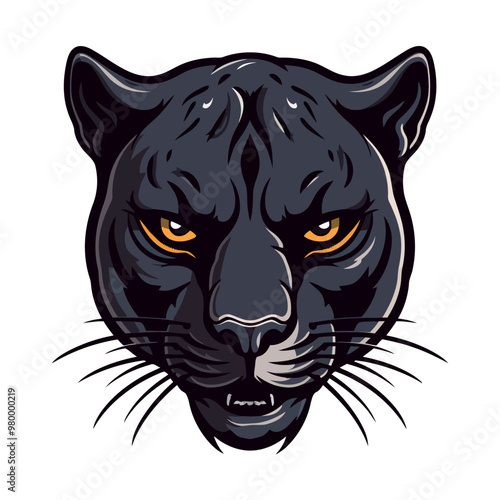Panther head logo design. Abstract drawing panther face. Cute panther face isolated. Vector illustration