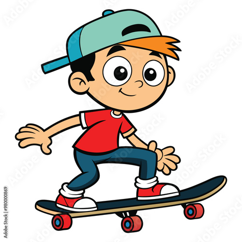 Cool boy on skateboard