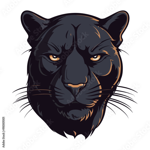 Panther head logo design. Abstract drawing panther face. Cute panther face isolated. Vector illustration