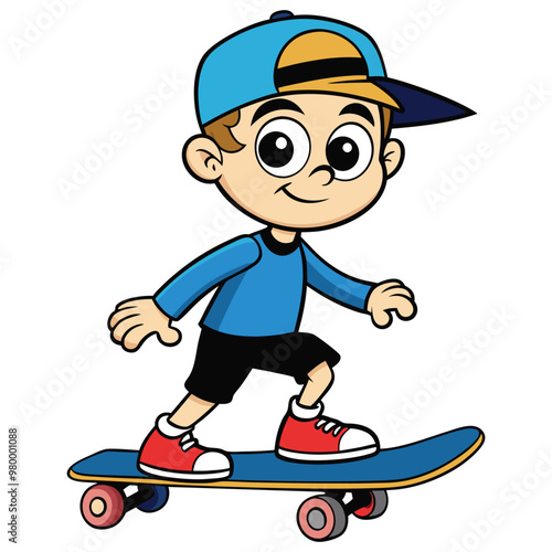 Cool boy on skateboard