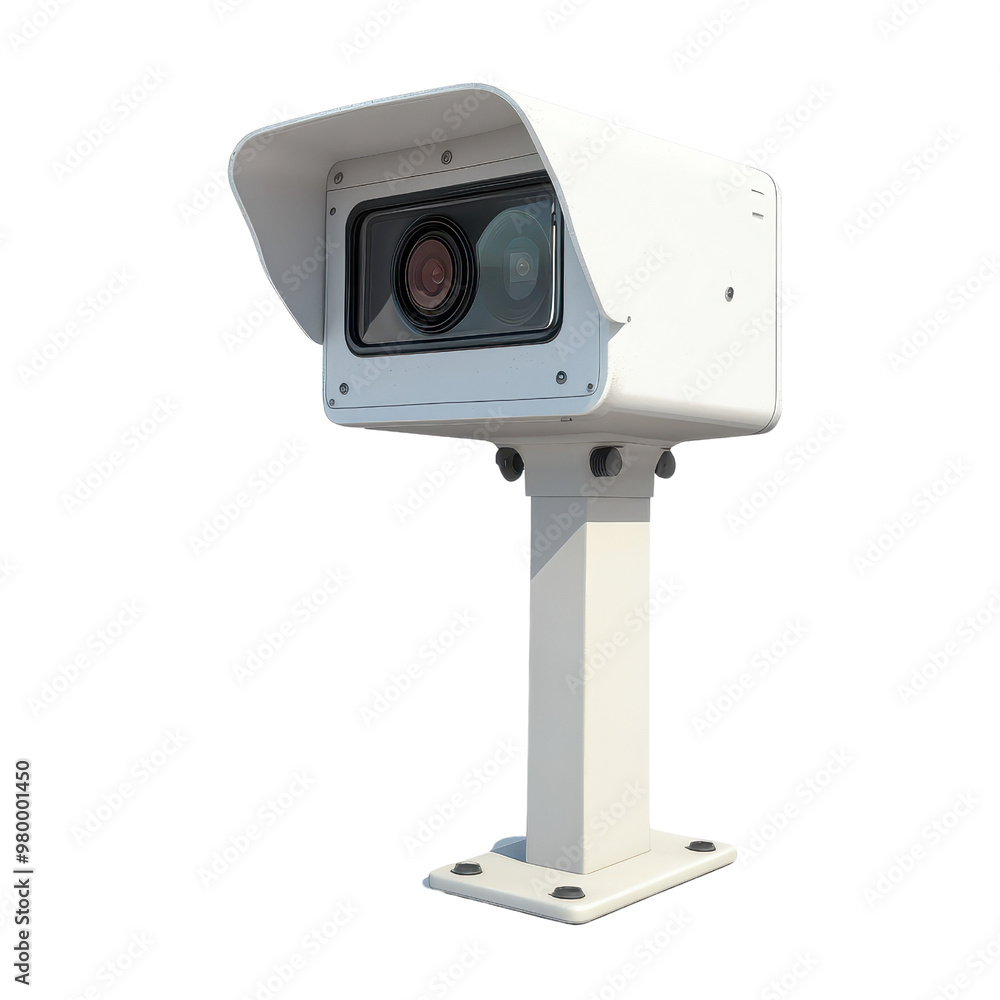 High-quality surveillance camera mounted on a pedestal, designed for security and monitoring in urban environments., isolated on a transparent background. High-quality surveillance camera mounted on a pedestal, designed for security and monitoring in urban environments., isolated on a transparent background.