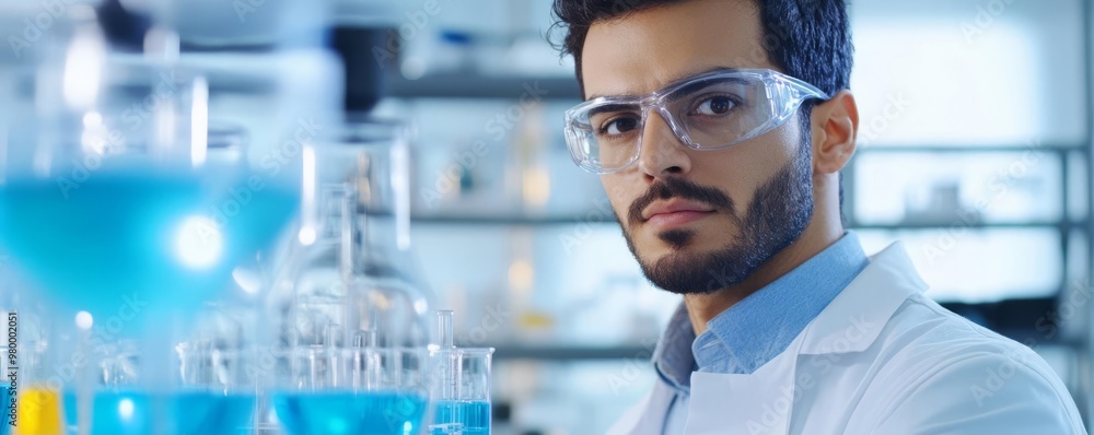 Independent Aquarius man in a high-tech lab, reflecting innovation and unconventional thinking Independent Aquarius man in a high-tech lab, reflecting innovation and unconventional thinking