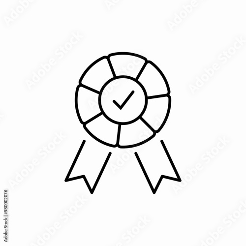 award ribbon check mark icon sign vector