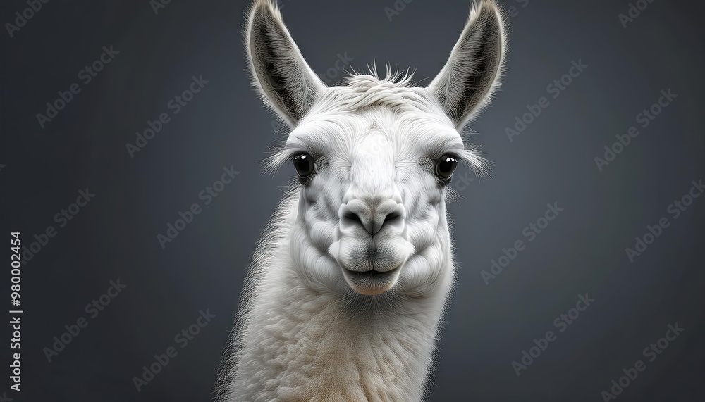 Obraz premium portrait of a llama isolated on solid gray background
