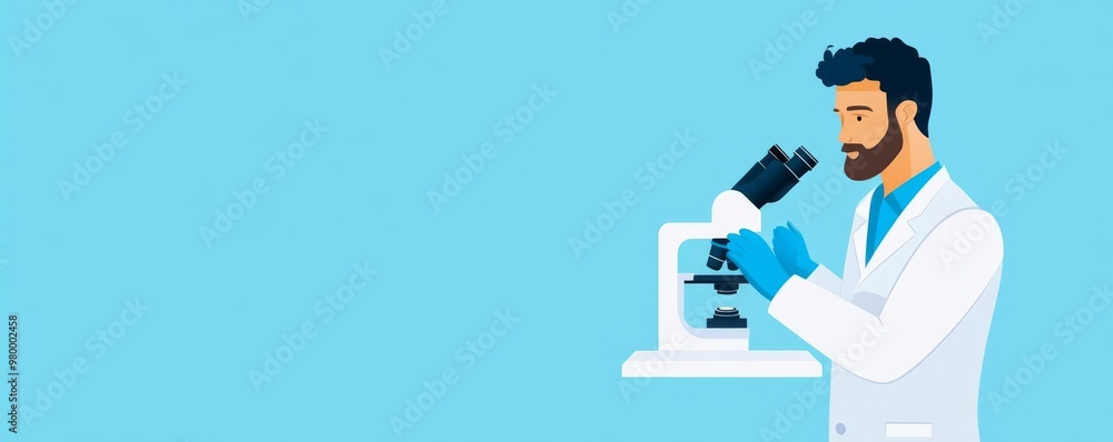 Meticulous Virgo man with a microscope, representing attention to detail and curiosity