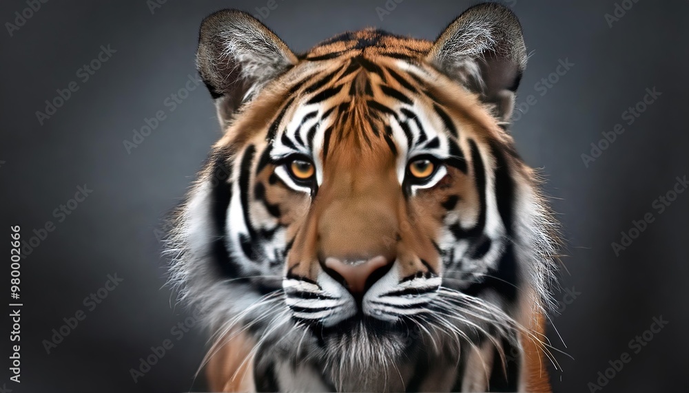 Fototapeta premium portrait of a tiger isolated on solid gray background