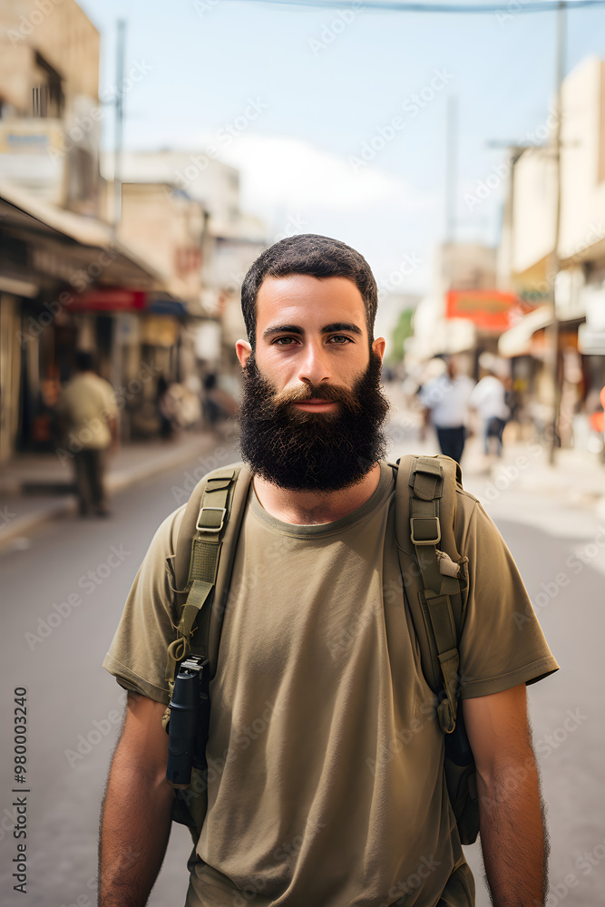 photo of a israeli standing in his hometown, man in the middle east photo of a israeli standing in his hometown, man in the middle east