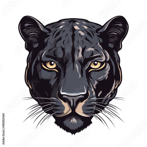 Panther head logo design. Abstract drawing panther face. Cute panther face isolated. Vector illustration