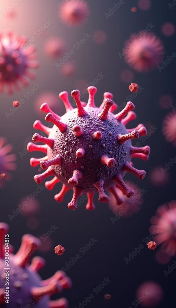 A detailed 3D rendering of the virus, ideal for medical, educational, and scientific applications, highlighting the importance of health awareness and research. A detailed 3D rendering of the virus, ideal for medical, educational, and scientific applications, highlighting the importance of health awareness and research.