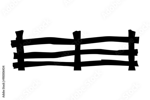 Fence icon. Fencing. Black silhouette. Horizontal front view. Vector simple flat graphic illustration. Isolated object on white background. Isolate.